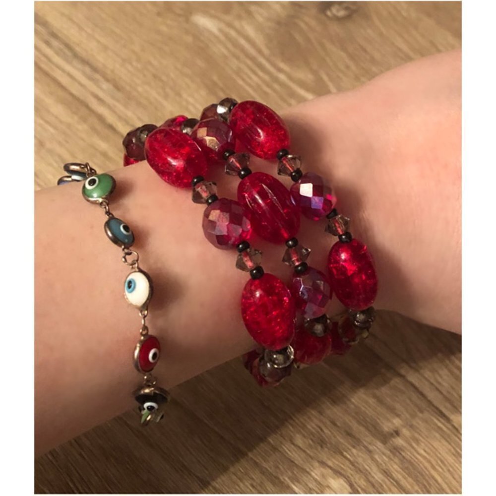 Dark red romantic goth/gothic 3 layers bracelet